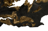 Burled Root Wall Art, Large, Black and Gold Leaf