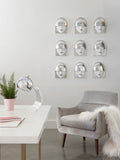 Fashion Faces Wall Art, Small, White and Silver Leaf, Set of 3