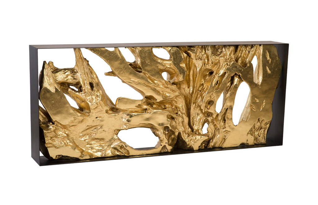 Cast Root Console Table, Iron Frame, Resin, Gold Leaf, Large
