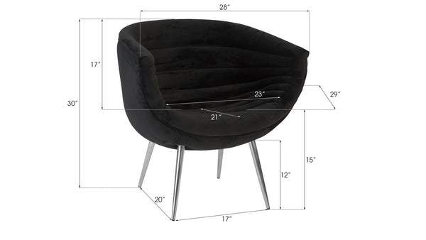 Nouveau Club Chair, Black, Stainless Steel Legs