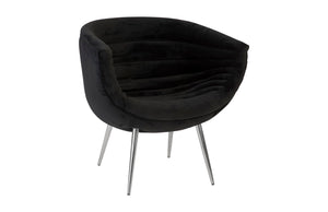 Nouveau Club Chair, Black, Stainless Steel Legs