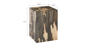 Cast Petrified Wood Stool, Resin, Square