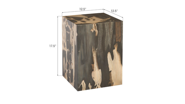 Cast Petrified Wood Stool, Resin, Square