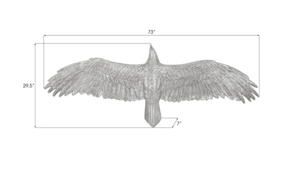 Soaring Eagle Wall Art, Resin, Silver Leaf, LG