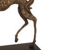 Prancing Horse Sculpture on Black Metal Base, Resin, Bronze Finish