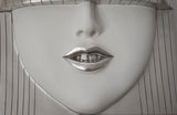 Fashion Faces Wall Art, Large, Smile, White and Silver Leaf