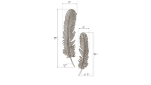 Feathers Wall Art, Large, Silver Leaf, Set of 2