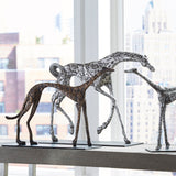 Greyhound on Black Metal Base, Silver Leaf