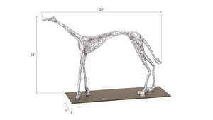 Greyhound on Black Metal Base, Silver Leaf