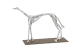 Greyhound on Black Metal Base, Silver Leaf