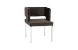 Raffia Dining Chair, Black, Stainless Steel Legs