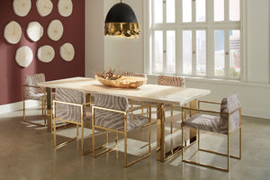 Atlantic Dining Table, Plated Brass Legs, Bone, Antler