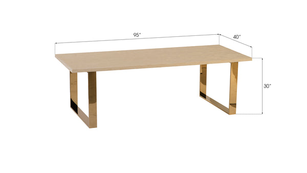 Atlantic Dining Table, Plated Brass Legs, Bone, Antler
