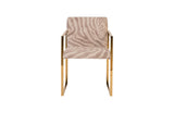 Frozen Arm Chair, Beige Zebra, Plated Brass Frame