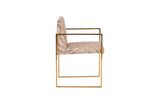 Frozen Arm Chair, Beige Zebra, Plated Brass Frame