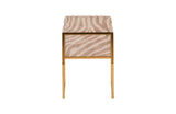 Frozen Arm Chair, Beige Zebra, Plated Brass Frame