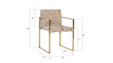 Frozen Arm Chair, Beige Zebra, Plated Brass Frame