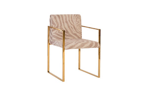 Frozen Arm Chair, Beige Zebra, Plated Brass Frame