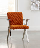 Allure Dining Chair, Quilted Orange, Stainless Steel Frame