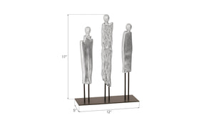 Robed Monk Trio Sculpture, Silver Leaf