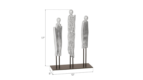 Robed Monk Trio Sculpture, Silver Leaf
