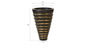 Terra Planter, Black, Brass