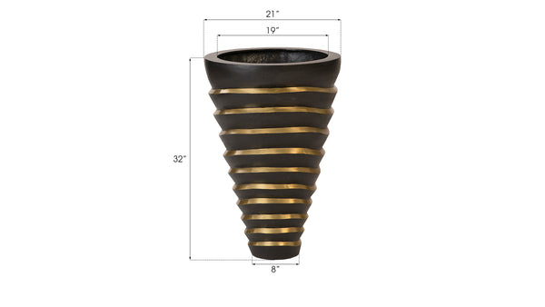 Terra Planter, Black, Brass