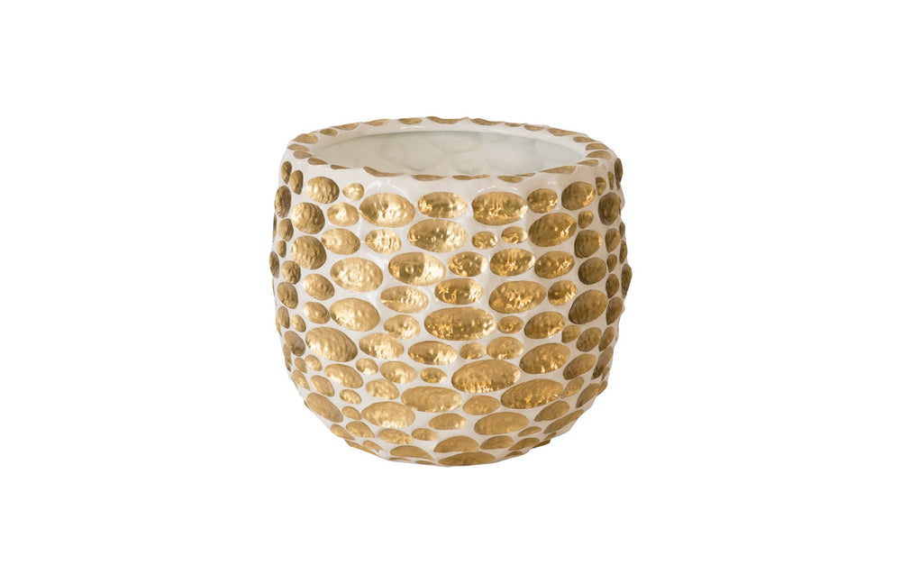 Bubbles Planter, Brass, White, LG