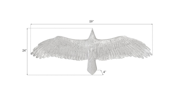 Soaring Eagle Wall Art, Resin, Silver Leaf, SM
