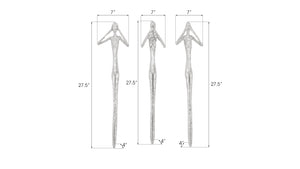 See,Hear,Speak no Evil Set of 3 Silver Leaf, Silver Leaf, Set Of 3