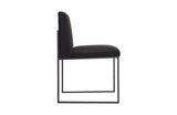 Frozen Dining Chair, Black Velvet Fabric, Matte Black Metal Frame