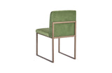 Frozen Dining Chair, Green Velvet Fabric, Industrial Brass Metal Frame