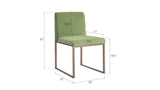 Frozen Dining Chair, Green Velvet Fabric, Industrial Brass Metal Frame