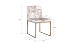 Frozen Dining Chair, Beige Mist Fabric, Antique Brass Metal Frame