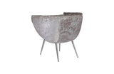 Nouveau Club Chair, Gray Crushed Velvet Fabric, Stainless Steel Legs