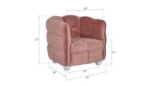 Cloud Club Chair, Coral Pink Fabric, Stainless Steel Legs