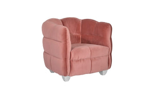 Cloud Club Chair, Coral Pink Fabric, Stainless Steel Legs