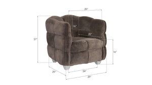Cloud Club Chair, Distressed Gray Fabric, Stainless Steel Legs