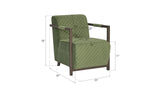 Amity Club Chair, Quilted Green Fabric, Industrial Silver Metal Frame
