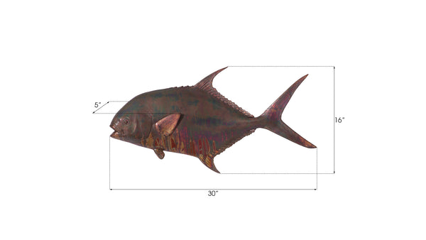 Permit Fish Wall Sculpture, Resin, Copper Patina Finish