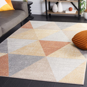 Safavieh Phoenix 550 Contemporary Power Loomed Rug Grey / Rust PHX550F-9