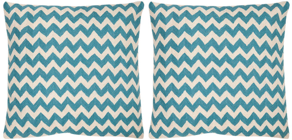Striped Pillow Set of 2 – Hand-Stitched Cotton Canvas with Chic Zigzag Design for Modern Decor
