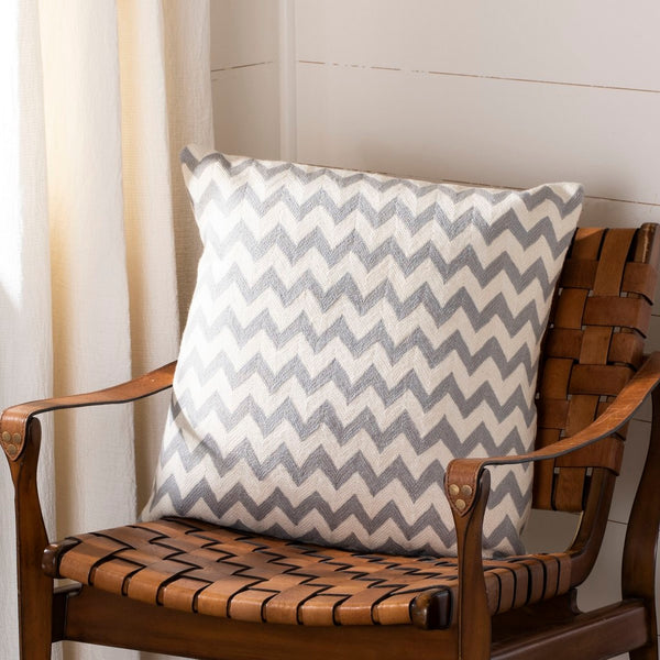 Striped Pillow Set of 2 – Hand-Stitched Cotton Canvas with Chic Zigzag Design for Modern Decor