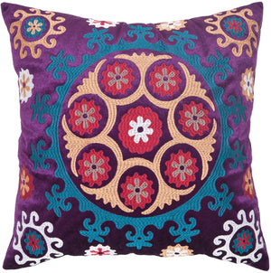 Vanessa Decorative Pillow Set of 2 - Stunning Suzani Design with Vibrant Jewel Tones for Any Space