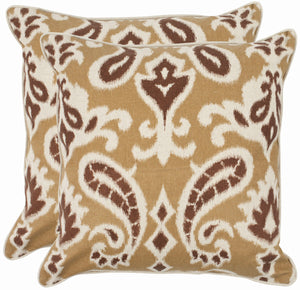 Dylan Decorative Pillow Set of 2 - Bohemian Desert Paisley Design in Luxurious Cotton Linen Blend