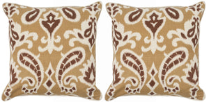 Dylan Decorative Pillow Set of 2 - Bohemian Desert Paisley Design in Luxurious Cotton Linen Blend