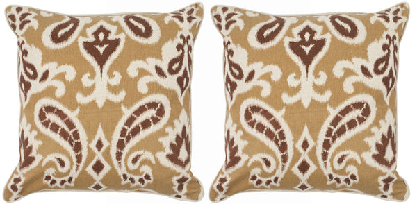 Dylan Decorative Pillow Set of 2 - Bohemian Desert Paisley Design in Luxurious Cotton Linen Blend