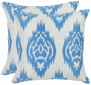 Carmen Boho-Chic Pillow Set of 2 - Vibrant Cornflower Blue, Soft Linen-Cotton Blend, Hidden Zipper