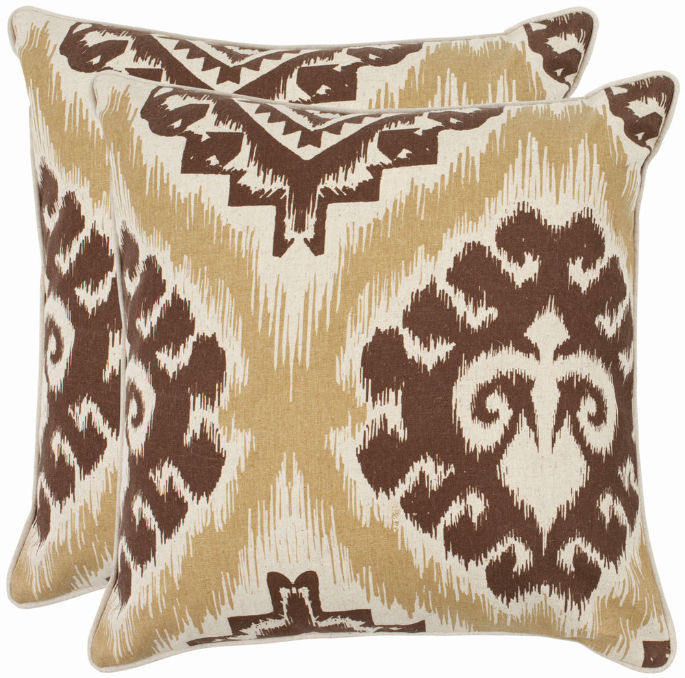 Lucy Decorative Pillow Set of 2 - Bold Almond & Brown Graphic Design for Bohemian Style Decor