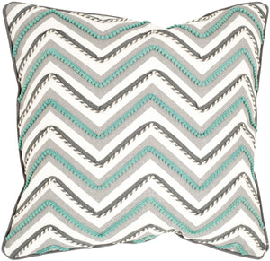 Elli Chevron Accent Pillow Set of 2 – Textured Grey & Teal Design for Sofa, Bed, or Loveseat Decor